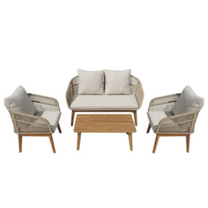 405 000010 2 Outdoor lounge set Macrena Argos The Classic acacia wood with rope amnd beige cushions