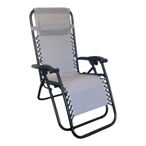 Foldable relax armchair Mirka Argos The Classic grey textilene and black metal 65x165x110 cm