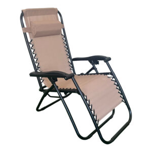 Foldable relax armchair Mirka Argos The Classic mocha textilene with black metal 65x165x110 cm