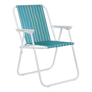 Beach-camping chair Jette Argos The Classic green and yellow fabric-white metal frame 53x56x73cm