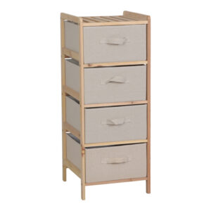 Chest of drawers Wolen Argos The Classic fir wood-fabric in natural-beige color 34.5x36.5x86cm
