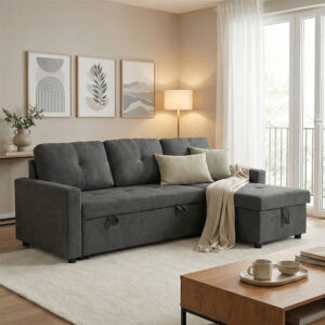 410 000001 Corner reversible sofa bed Napora Argos The Classic with storage space anthracite fabric 214x83/138x90cm