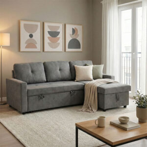 410 000003 Corner reversible sofa bed Napora Argos The Classic with storage space grey fabric 214x83/138x90cm