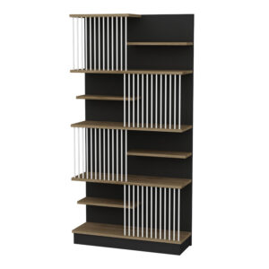 Bookcase Gassim Argos The Classic black-walnut-white 80x24.6x160cm