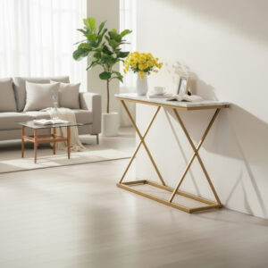 Glimmer Argos The Classic console table marble white with golden metal 100x30x80cm