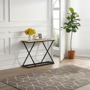 Glimmer Argos The Classic console table natural finish with black metal 100x30x80cm