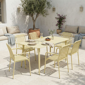 Dining set Heven Vista Argos The Classic set of 7pices champagne aluminum 120x70x72cm