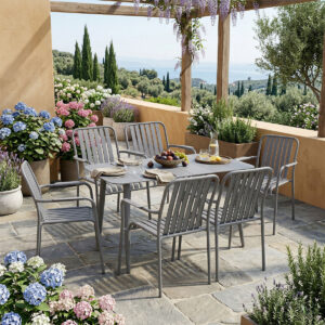 Dining set Heven Vista Argos The Classic set of 7 pieces anthracite aluminum 120x70x72cm