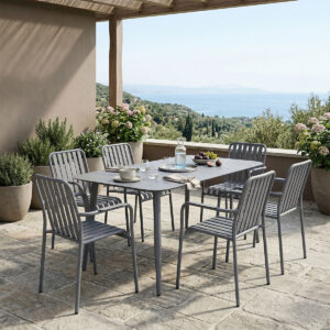 Dining set Heven Vista Argos The Classic set of 7 pieces anthracite aluminum 150x80x72cm