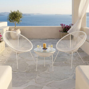 Acapulco Argos The Classic Outdoor Lounge Chair set 3 pieces white metal frame with PE rattan D50x52 cm