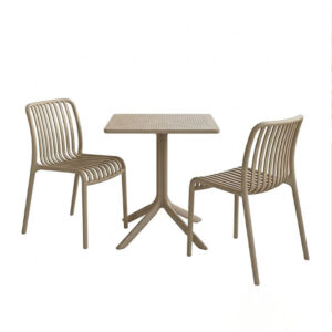 200 001643 1 Dining table Groovy Zoi Argos The Classic 3 pcs cappuccino PP 60x60x76cm