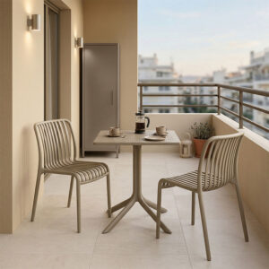 200 001643 Dining table Groovy Zoi Argos The Classic 3 pcs cappuccino PP 60x60x76cm