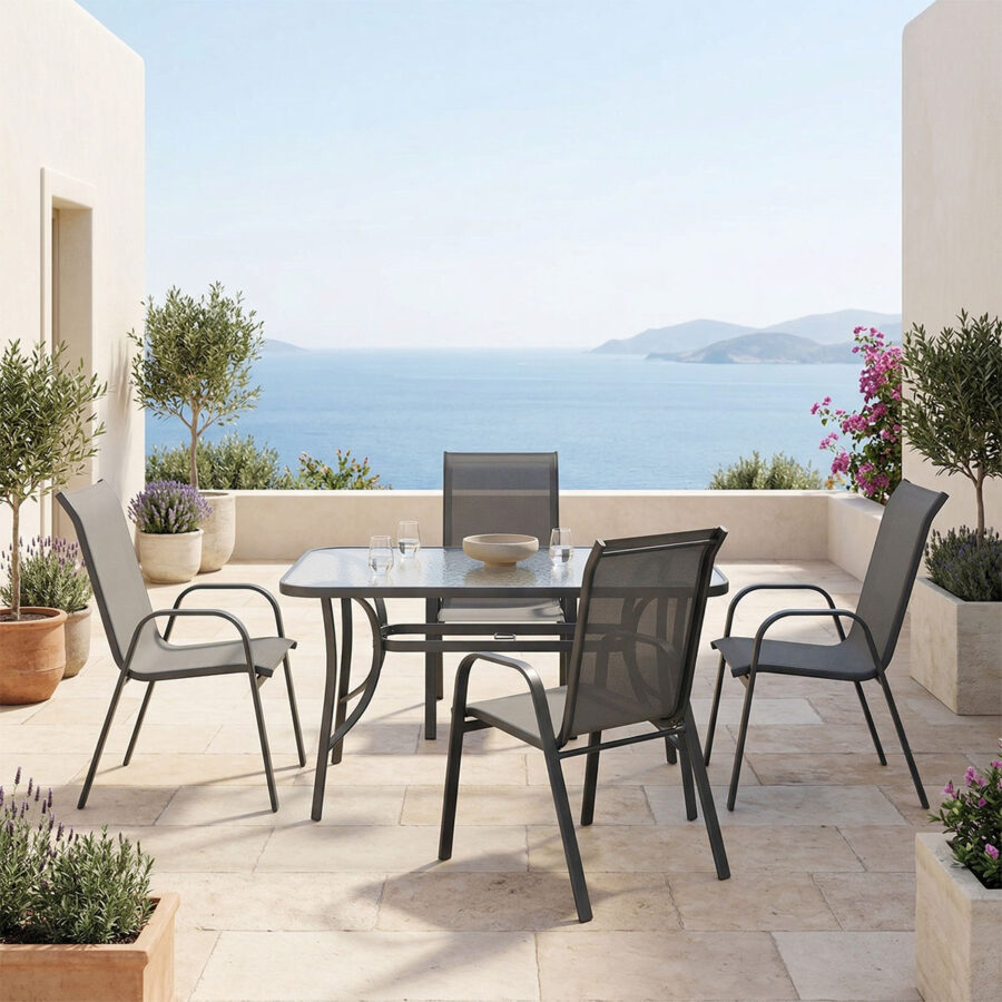 Dining table Ensure Calan Argos The Classic set of 5 pieces anthracite ...