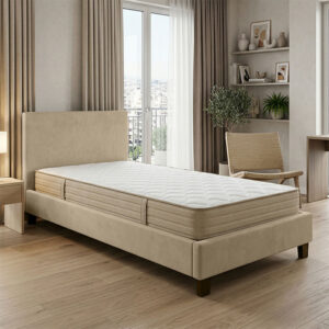Bed with mattress Nevil-Nemesis Argos The Classic beige fabric with black leg 90x190cm