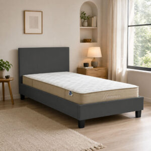 Bed with mattress Nevil-Nemesis Argos The Classic fabric anthracite-black leg 90x190 cm