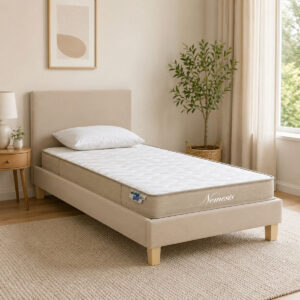 Bed with mattress Nevil-Nemesis Argos The Classic fabric ecru-natural shade leg 90x190cm