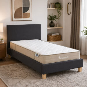 Bed with mattress Nevil-Nemesis Argos The Classic fabric anthracite-natural shade leg 90x190cm