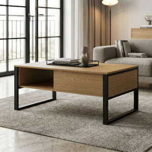 Bendon coffee table Argos The Classic light walnut - black metal 100x60x44.5cm