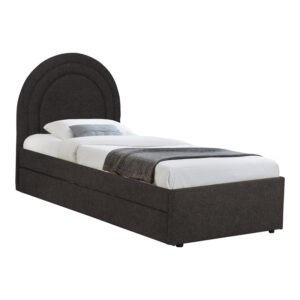 Arcuate Argos The Classic bed, anthracite boucle fabric, with sliding bed, 90x200cm