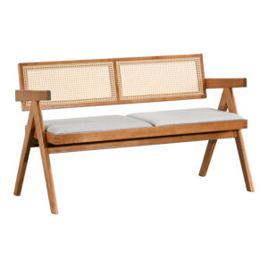 Winslow Argos The Classic rubberwood 2-seater sofa in light walnut color-light grey fabric 130x60x77.5cm