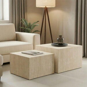 Side tables set 2pcs Coffina Argos The Classic mdf in travertine look