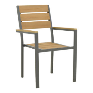 Breze Argos The Classic stackable armchair plywood in natural-aluminum in anthracite shade 57.5x60x88cm