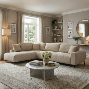 Corner sofa Veneto Argos The Classic right corner beige fabric 298x208x85cm