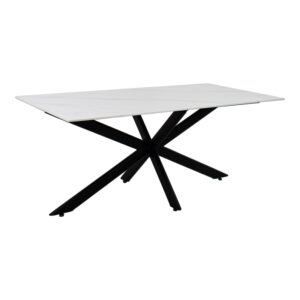 Bethan table Argos The Classic sintered stone white-black metal legs 180x90x75cm