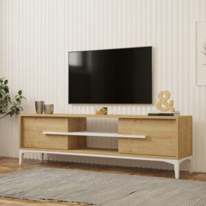 Tv stand Eslem Argos The Classic in natural with white color 160x34.6x45cm