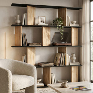 Bookcase Ratu Argos The Classic walnut with anthracite color 120x24.6x141cm