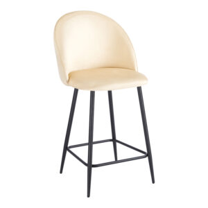 Medium height bar stool Perch Argos The Classic velvet cream-black metal legs 50x43x99cm