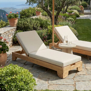 Sunbed Fendy with cushion Vertian Argos The Classic fir wood in natural color 71.5x200x24cm
