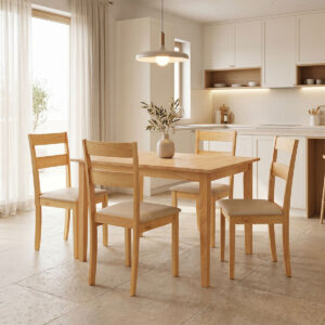 Dining set Dallan Country Argos The Classic 5pcs in natural shade rubberwood 120-150x80x74cm