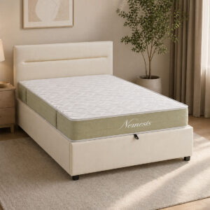 200 001736 Bed with mattress and storage space Molito-Nemesis Argos The Classic velvet ecru 120x200cm