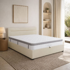200 001739 Bed with mattress and storage space Molito-Utopia Argos The Classic velvet ecru 150x200cm