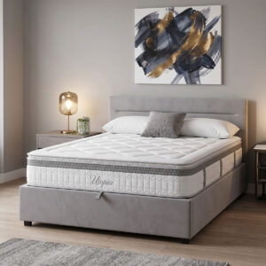 200 001743 Bed with mattress and storage space Molito-Utopia Argos The Classic velvet gray 150x200cm