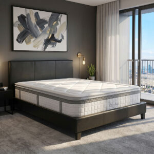 Bed with mattress Nevil-Utopia Argos The Classic PU black 150x200cm