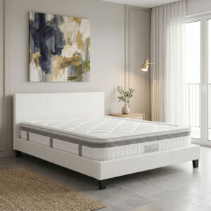 Bed with mattress Nevil-Utopia Argos The Classic PU white 150x200cm