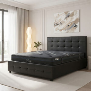 200 001759 Bed with mattress and storage space Roi-Resty Argos The Classic PU black 160x200cm