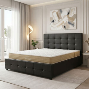200 001760 Bed with mattress and storage space Roi-Nemesis Argos The Classic pu black 160x200cm