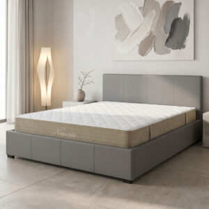 200 001770 Bed with mattress and storage space Norse-Nemesis Argos The Classic gray PU 160x200cm