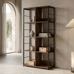 Bookcase-Shelf Bocklet Argos The Classic rustic brown-black metal 80x33x149cm