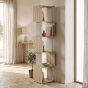 Cubik Argos The Classic sonoma with grey beige marble look bookcase 35x30x161cm
