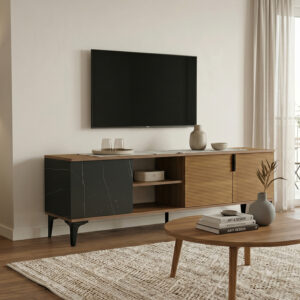 Riba tv cabinet Argos The Classic walnut-black marble look 180x34x51cm