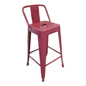 Mid-height Bar stool with backrest Utopia Argos The Classic metal terracotta 42x42x86cm