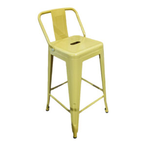 Mid-height Bar stool with backrest Utopia Argos The Classic metal yellow 42x42x86cm