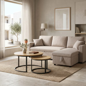 Coffee table Solme I Argos The Classic 2pcs in natural shade - black metal legs