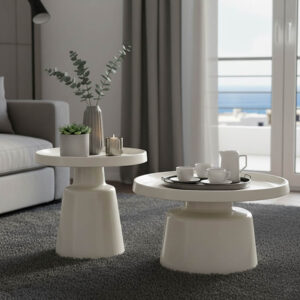 Coffee table Ginoze Argos The Classic 2 pieces set in white color metal