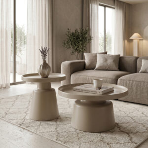 Coffee table Ginoze Argos The Classic 2 pieces set in cappuccino color metal