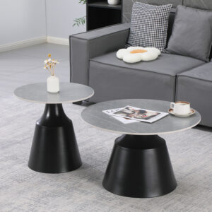Sculpt coffee tables Argos The Classic set of 2 black metal-sintered stone gray marble